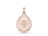 Rose gold Round Diamond Halo Pendant with Filigree Design_4