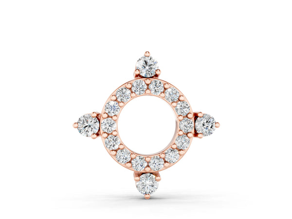 Rose gold Round Diamond Halo Pendant with Four-Prong Setting