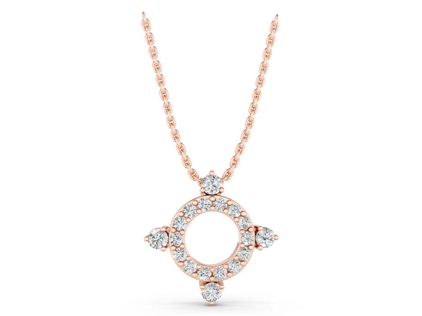 Rose gold Round Diamond Halo Pendant with Four-Prong Setting