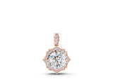 Rose gold Round Diamond Halo Pendant with Milgrain Prong Setting_6