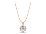 Rose gold Round Diamond Halo Pendant with Milgrain Prong Setting_7