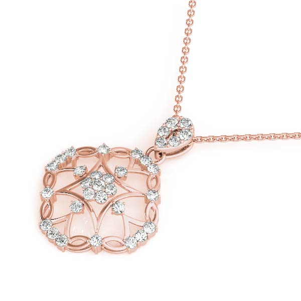 Rose gold Round Diamond Halo Pendant with Pavé Setting 1