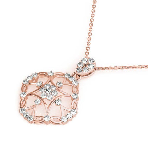 Rose gold Round Diamond Halo Pendant with Pavé Setting 1