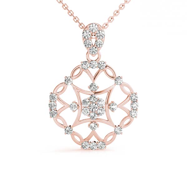 Rose gold Round Diamond Halo Pendant with Pavé Setting