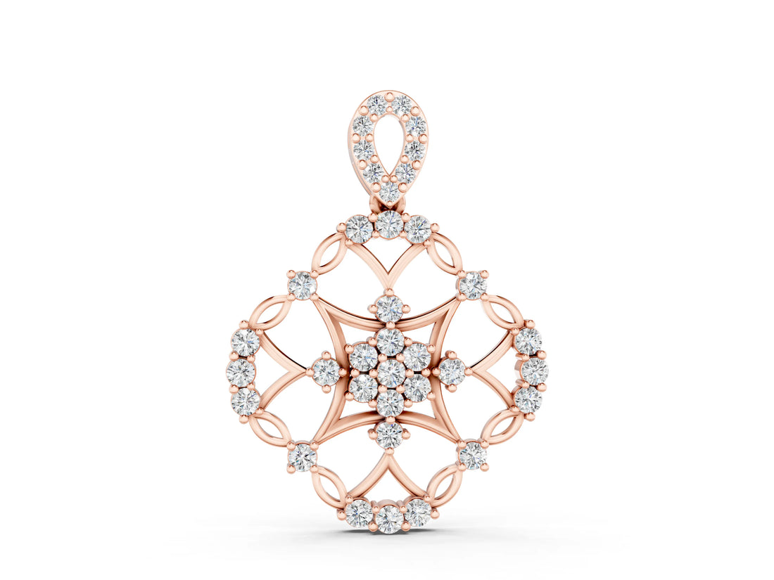 Rose gold Round Diamond Halo Pendant with Pavé Setting_4