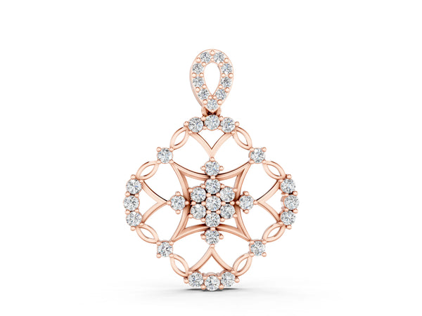 Rose gold Round Diamond Halo Pendant with Pavé Setting