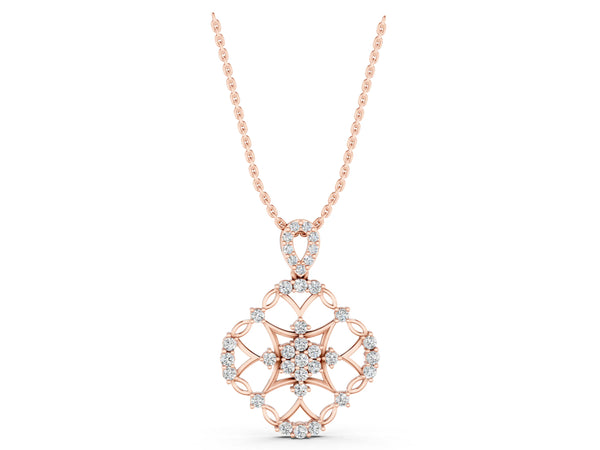 Rose gold Round Diamond Halo Pendant with Pavé Setting