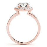 Rose gold Round Diamond Halo Ring with Bezel Frame and Pavé Band 2