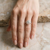 Rose gold Round Diamond Halo Ring with Bezel Frame and Pavé Band_13