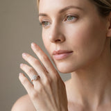 Rose gold Round Diamond Halo Ring with Bezel Frame and Pavé Band_14