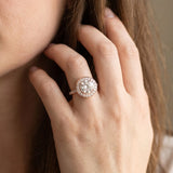 Rose gold Round Diamond Halo Ring with Bezel Frame and Pavé Band_15