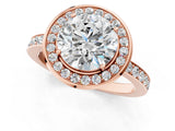 Rose gold Round Diamond Halo Ring with Bezel Frame and Pavé Band_15