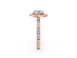 Rose gold Round Diamond Halo Ring with Bezel Frame and Pavé Band_16