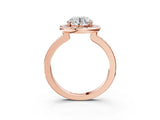 Rose gold Round Diamond Halo Ring with Bezel Frame and Pavé Band_17