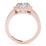 Rose gold Round Diamond Halo Ring with Pavé Band and Four-Prong Setting 2