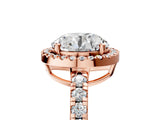Rose gold Round Diamond Halo Ring with Pavé Band and Four-Prong Setting_11