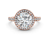 Rose gold Round Diamond Halo Ring with Pavé Band and Four-Prong Setting_6