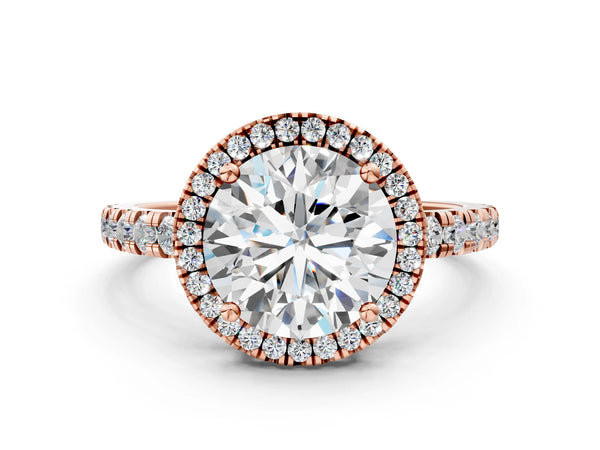 Rose Gold Round Halo Engagement Ring Setting - Design RJ-733