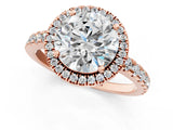 Rose gold Round Diamond Halo Ring with Pavé Band and Four-Prong Setting_7