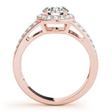 Rose gold Round Diamond Halo Ring with Split Shank Pavé Band and Four-Prong Setting 2