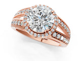 Rose gold Round Diamond Halo Ring with Split Shank Pavé Band and Four-Prong Setting_15