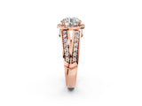 Rose gold Round Diamond Halo Ring with Split Shank Pavé Band and Four-Prong Setting_16