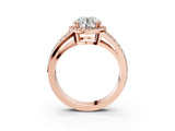 Rose gold Round Diamond Halo Ring with Split Shank Pavé Band and Four-Prong Setting_17