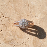 Rose gold Round Diamond Halo Ring with Split Shank Pavé Band and Four-Prong Setting_24