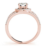 Rose gold Round Diamond Halo Ring with Split Shank and Bezel Accents and Four-Prong Setting 2