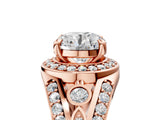 Rose gold Round Diamond Halo Ring with Split Shank and Bezel Accents and Four-Prong Setting_11