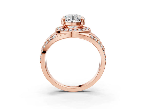 Rose Gold Round Hidden Halo Split Shank Engagement Ring Setting