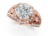 Rose gold Round Diamond Halo Ring with Split Shank and Bezel Accents and Four-Prong Setting_7