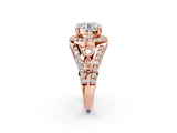 Rose gold Round Diamond Halo Ring with Split Shank and Bezel Accents and Four-Prong Setting_8