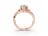 Rose gold Round Diamond Halo Ring with Split Shank and Bezel Accents and Four-Prong Setting_9