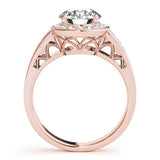 Rose gold Round Diamond Halo Ring with Split Shank and Bezel Accents and Prong Setting 2
