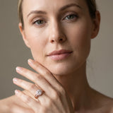 Rose gold Round Diamond Halo Ring with Split Shank and Bezel Accents and Prong Setting_14