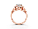 Rose gold Round Diamond Halo Ring with Split Shank and Bezel Accents and Prong Setting_41