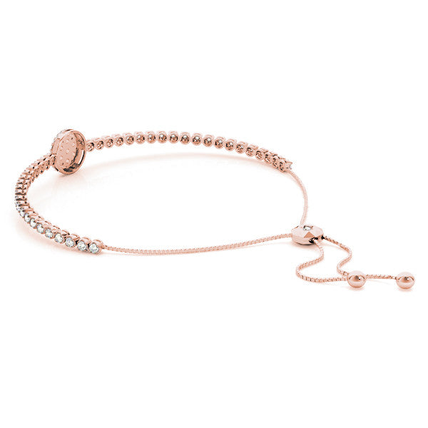 Rose gold Round Diamond Halo Tennis Bracelet with Box Chain and Pavé Setting