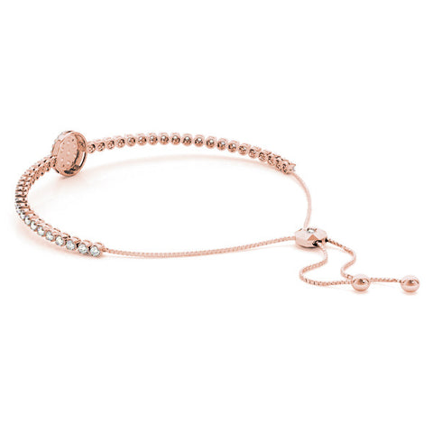 Rose gold Round Diamond Halo Tennis Bracelet with Box Chain and Pavé Setting 1