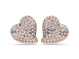 Rose gold Round Diamond Heart Pavé Stud Earrings