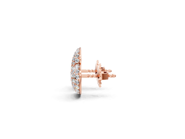 Rose gold Round Diamond Heart Pavé Stud Earrings