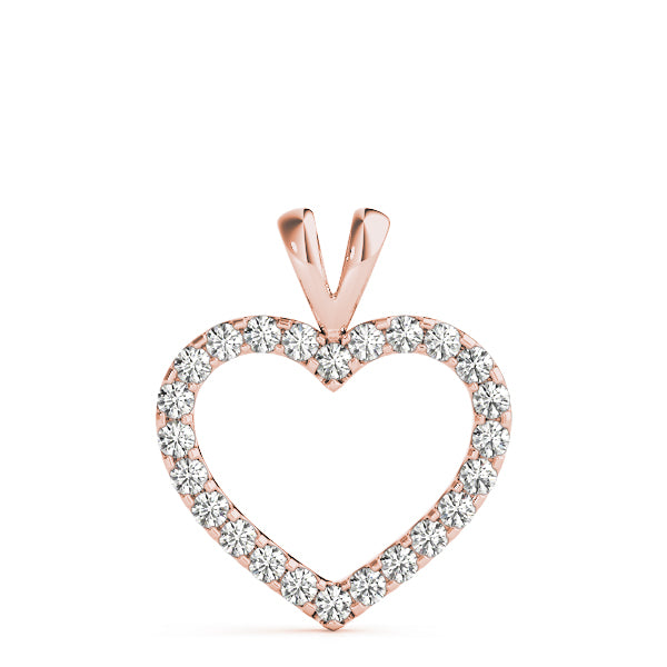 Rose gold Round Diamond Heart Pendant with Pavé Setting 1