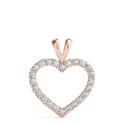 Rose gold Round Diamond Heart Pendant with Pavé Setting 1