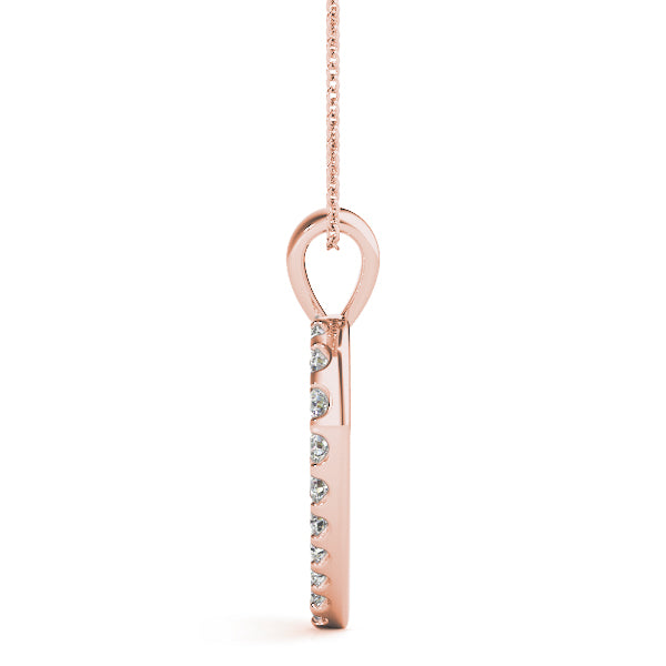 Rose gold Round Diamond Heart Pendant with Pavé Setting 2
