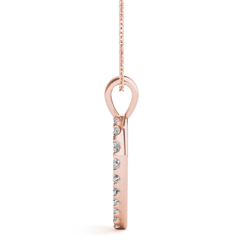 Rose gold Round Diamond Heart Pendant with Pavé Setting 2