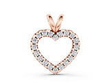Rose gold Round Diamond Heart Pendant with Pavé Setting_16