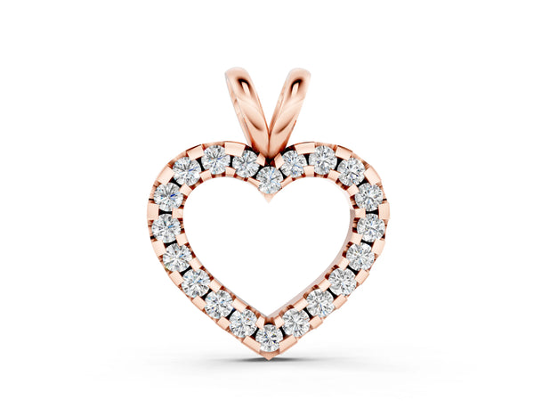 Rose gold Round Diamond Heart Pendant with Pavé Setting