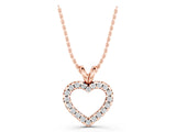 Rose gold Round Diamond Heart Pendant with Pavé Setting_17