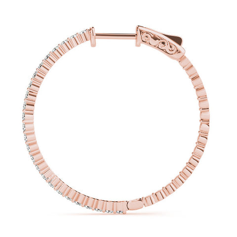 Rose gold Round Diamond Hoop Earrings with Pave Setting and Shared Prong 2