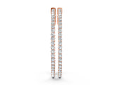 Rose gold Round Diamond Hoop Earrings with Pave Setting and Shared Prong_8